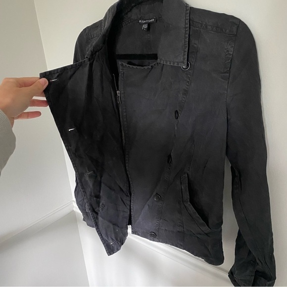 eileen Fisher Asymmetric Moto Button Linen Blend Jacket Small - Picture 5 of 8